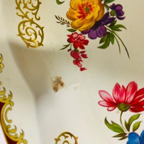 Victorian Style Metal Tray 12" Round Decorative Floral Platter Farmers Market - Picture 6 of 10